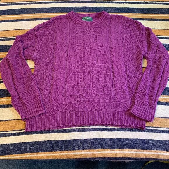 Vintage Purple Sweater Knit Croft & Barrow XL Preppy Academia Oversized - Picture 1 of 5